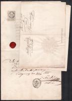 1851-1870 3 db bizonyítmány, viaszpecséttel, szárazpecséttel, okmánybélyeggel