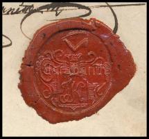 1851-1870 3 db bizonyítmány, viaszpecséttel, szárazpecséttel, okmánybélyeggel