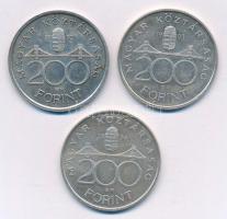 1992. 200Ft Ag "MNB" + 1993. 200Ft Ag "MNB" + 1994. 200Ft Ag "Deák" T:...