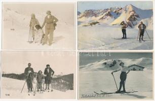 11 db RÉGI téli sport motívum képeslap: síelők / 11 pre-1945 winter sport motive postcards: skiing