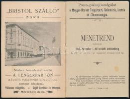 1902 Magyar-Horvát Tengeri Gőzhajózási Rt.  Menetrend. Érvényes 1902. November 1.-től további intézk...