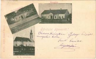 1905 Heves, gyógyszertár, kaszinó, római katolikus templom. Adler József kiadása