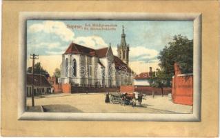 1913 Sopron, Szt. Mihály templom, ökörszekér (fl)