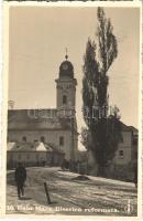 Nagybánya, Baia Mare; Református templom / Biserica reformata / Calvinist church + 1940 Nagybánya visszatért So. Stpl