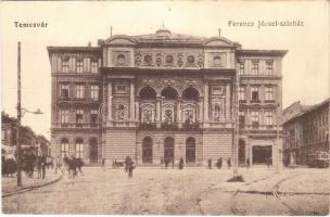 Temesvár, Timisoara; Ferenc József színház, villamos / theater, tram