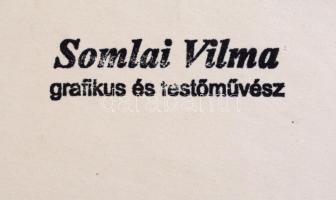 Somlai Vilma (1938-2007): Alakok. Linómetszet (?), dombornyomás, papír, lap alján kisebb szakadással...