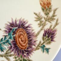 Zsolnay vad virág mintás nagy méretű fali dísztál. Kézzel festett, jelzett (Gádorné) hibátlan. d: 41...