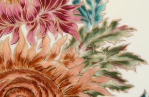 Zsolnay vad virág mintás nagy méretű fali dísztál. Kézzel festett, jelzett (Gádorné) hibátlan. d: 41...