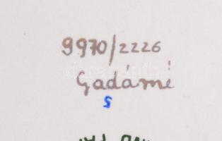 Zsolnay vad virág mintás nagy méretű fali dísztál. Kézzel festett, jelzett (Gádorné) hibátlan. d: 41...