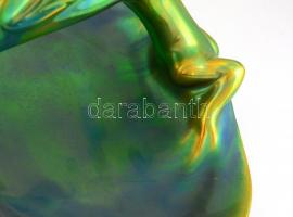 Zsolnay gyíkos kínáló, asztalközép. Eozin mázas,  Jelzett, alján gyártási mázrepedéssel, egyébként h...