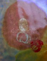 Zsolnay gyíkos kínáló, asztalközép. Eozin mázas,  Jelzett, alján gyártási mázrepedéssel, egyébként h...