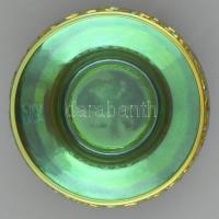 Zsolnay áttört, figurális kínáló tál. Eozin mázas,  Jelzett, hibátlan. d:21 cm