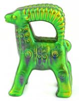 Zsolnay kecske, eozin mázas, jelzett (tervező:Nádor Judit), hibátlan, m:15 cm, h:11 cm