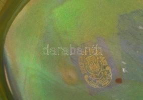 Zsolnay fodros szélű váza, eozin mázas, jelzett, hibátlan, d:14 cm, m:8  cm