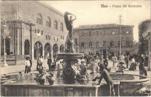 1914 Fano, Piazza XX Settembre / square, fountain (EK)