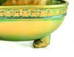 Zsolnay eozin mázas bikafejes ivócsanak, nagy méretű, jelzett, hibátlan, m:18 cm, h: 22 cm