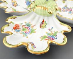 Herendi Viktória mintás óriás három részes kagyló kínáló tál, asztalközép. Kézzel festett, jelzett, ...