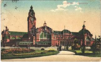 1914 Wiesbaden, Hauptbahnhof / railway station, tram (EB)
