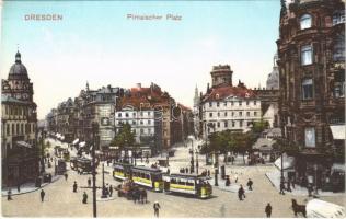Dresden, Pirnaischer Platz / square, tram, shops