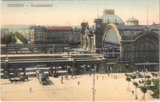 Dresden, Hauptbahnhof / railway station, tram