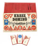 Retro műanyag KRESZ dominó játék, eredeti műanyag dobozában, leírással