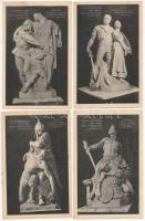 Budapest V. Szabadság tér, Trianon szoborcsoport, irredenta - 4 db régi képeslap Észak, Dél, Kelet, Nyugat szobraival. Pesti Hírlap kiadása / 4 pre-1945 postcards Hungarian irredenta statues