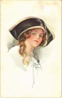 1915 Lady art postcard. R.H.B. 688. s: Barber (fl)