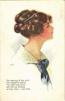 1915 "The dawning of the morn'..." Lady art postcard. Bellge Co. "New World Girl" Nr. 6. (EK)