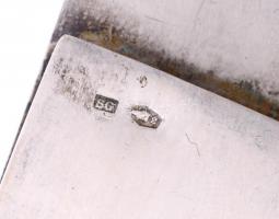 Ezüst (Ag) könyvjelző, florális ornamentikával díszített, monogrammal, jelzett, kisebb deformációval...