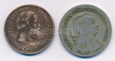 Brazília 1869. 20R Br + Portugália 1928. 1E Cu-Ni T:3 ph.
Brazil 1869. 20 Reis Br + Portugal 1928. ...