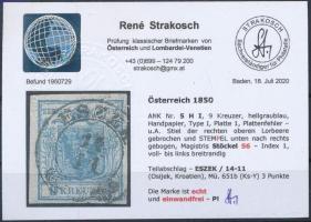 9kr HP I light greyish blue 9kr HP I világos szürkéskék "ESZÉK"  Certificate: Strakosch