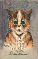 1907 Oh diese Männer! / Cat art postcard, litho s: Louis Wain (EK)