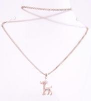 Ezüst (Ag) nyaklánc állat (őz?) medállal, jelzett, 11,4 g, medál h: 2,5 cm, nyaklánc h: 24 cm