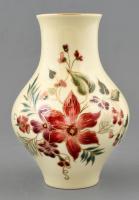 Zsolnay virág mintás váza. Kézzel festett, jelzett sorszámozott, hibátlan. 18 cm