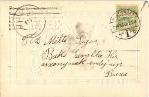1904 Szívből üdvözlöm / greeting card with clover. Emb. litho (EK)