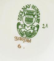 Zsolnay bambusz mintás mokkás készlet, kézzel festett, jelzett, hibátlan