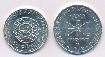 1972. 50Ft Ag + 100Ft Ag "Szent István" pár T:BU 
Adamo EM38; EM39