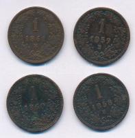 1858B 1kr Cu + 1859B 1kr Cu + 1860B 1kr Cu + 1861B 1kr Cu T:2,2- ph., kis patina