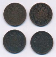 1858B 1kr Cu + 1859B 1kr Cu + 1860B 1kr Cu + 1861B 1kr Cu T:2,2- ph., kis patina