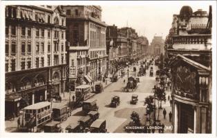 London, Kingsway, autobus, automobile, shops