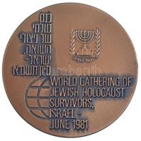 Izrael 1981. Holokauszt túlélők világtalálkozója kétoldalas Br emlékérem, peremen sorszám 5749, karton dísztokban (60mm) T:1 Israel 1981. World Gathering of Jewish Holocaust Survivors Israel - June 1981 double-sided Br commemorative medallion, with serial number 5749 on edge in cardboard case (60mm) C:UNC