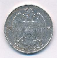 Jugoszlávia 1938. 20D Ag "II. Péter" T:2 
Yugoslavia 1938. 20 Dinara Ag "Petar II&qu...