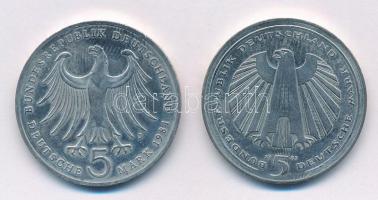 NSZK 1984J 5M Cu-Ni "Mendelsshon-Bartholdy" + 1985G 5M Cu-Ni "150 éves a Német Vasút&...