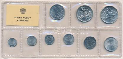 Lengyelország 1974. 1gr-5Zl (9x) forgalmi sor lezárt fóliatokban T:1  Poland 1974. 1 Groszy - 5 Zlotych (9x) coin set in sealed foil packing C:UNC