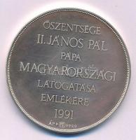 Fülöp Zoltán (1951-) 1991. Őszentsége II. János Pál pápa magyarországi látogatása emlékére 1991 Ag emlékérem dísztokban (31,41g/0.999/42mm) T:1- (PP)