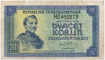 Csehszlovákia 1945. 20K T:III szép papír Czechoslovakia 1945. 20 Korun C:F fine paper Krause 61