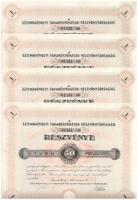 Szombathely 1938. Szombathelyi Takarékpénztár Részvénytársaság részvénye 50P-ről, szelvényekkel, szárazpecséttel (10x) sorszámkövetők T:I-,II
