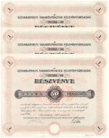 Szombathely 1938. "Szombathelyi Takarékpénztár Részvénytársaság" részvénye 50P-ről, szelvé...