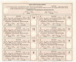 Szombathely 1938. "Szombathelyi Takarékpénztár Részvénytársaság" részvénye 50P-ről, szelvé...