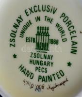 Zsolnay virág mintás váza. Kézzel festett, jelzett, (Nyitrayné) hibátlan 27 cm